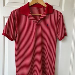 Red and White Striped Ralph Lauren Golf Shirt